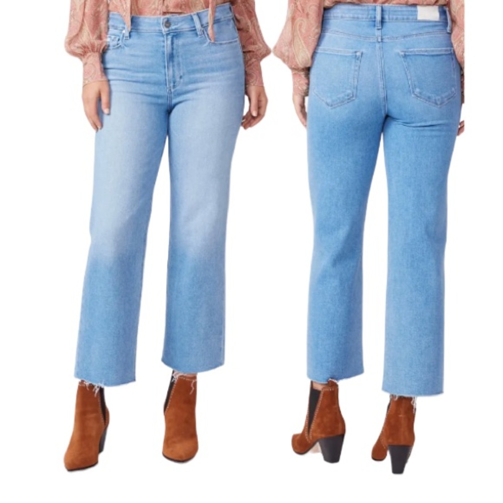 Paige premium denim Nellie High Waist Fray Hem Crop Trousers jeans, size 29